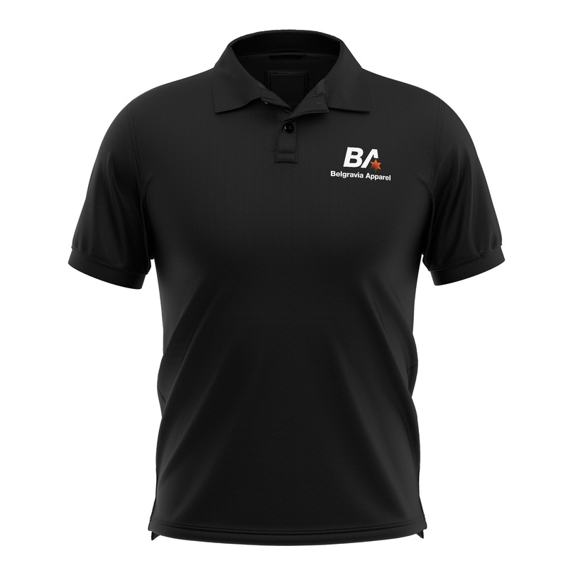 Belgravia Apparel Staff | Mens Black Short Sleeve Polyester Polo