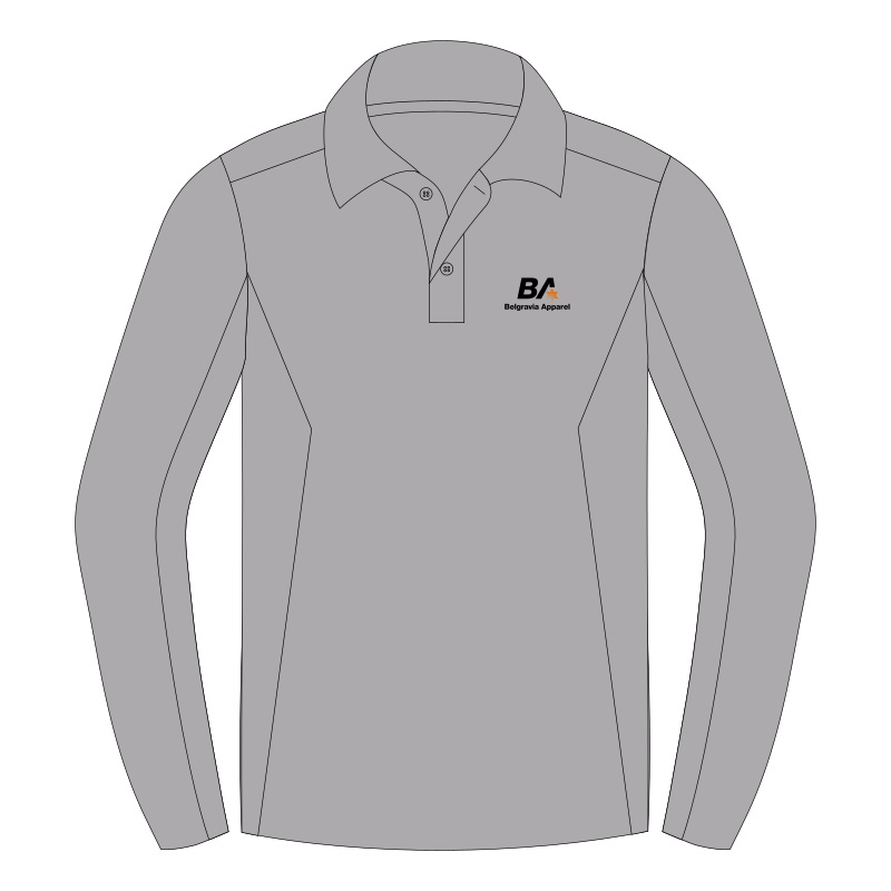 Belgravia Apparel Staff | Mens Grey Marle Long Sleeve Cooldry Polo