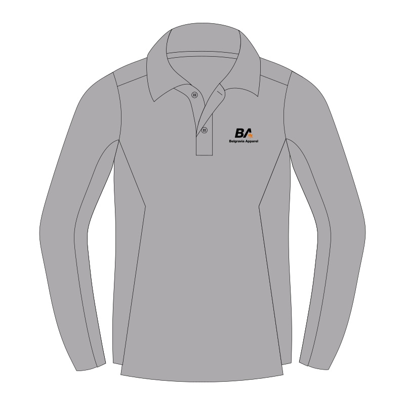 Belgravia Apparel Staff | Womens Grey Marle Long Sleeve Cooldry Polo