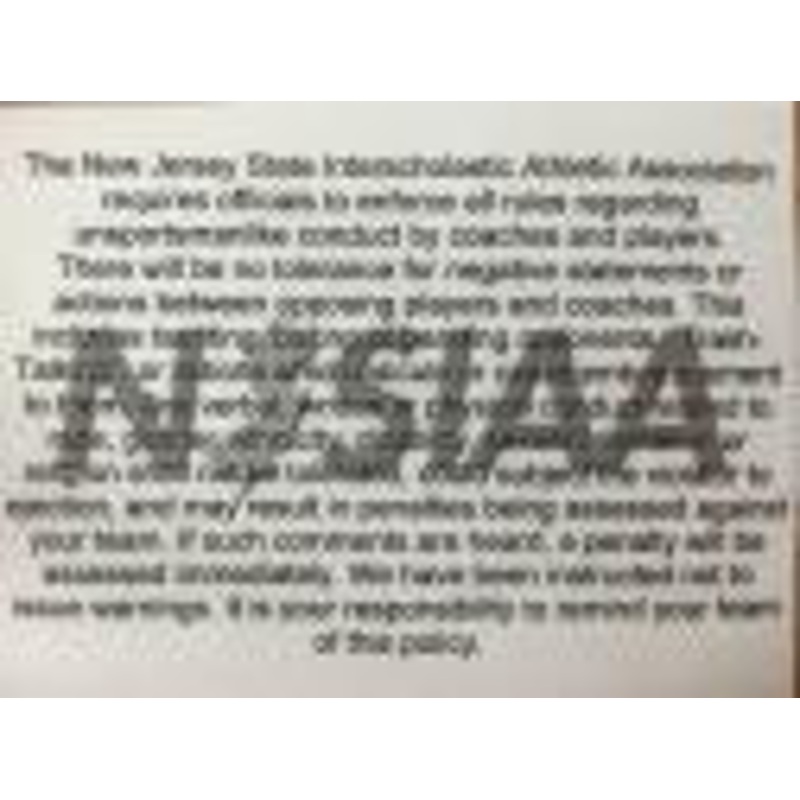 NJSIAA Pregame Sportsmanship Card