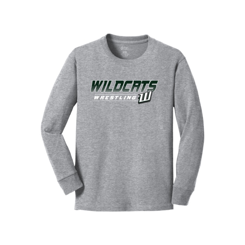 Warsaw Wrestling Port & Company Youth Long Sleeve Core Cotton Tee. PC54YLS