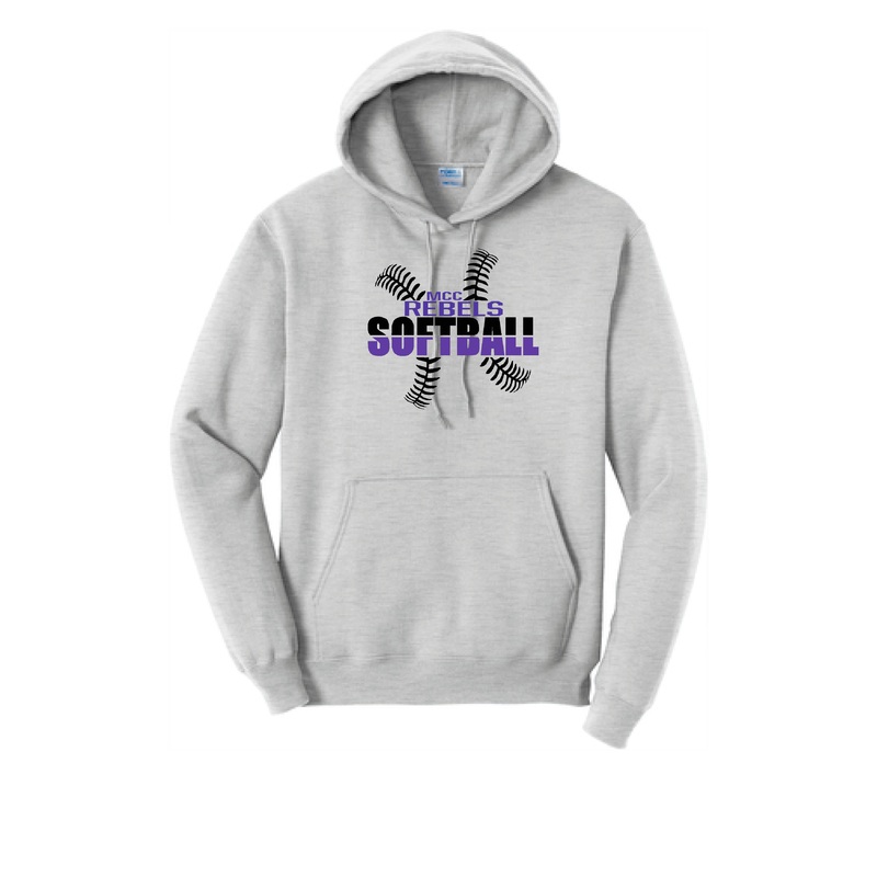 MCC Rebels Softball Port and Co. Hooded Sweatshirt  Design 1