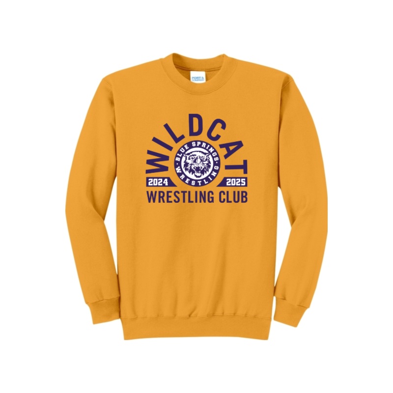 Wildcat Wrestling Club Port & Company – Core Fleece Crewneck Sweatshirt. PC78