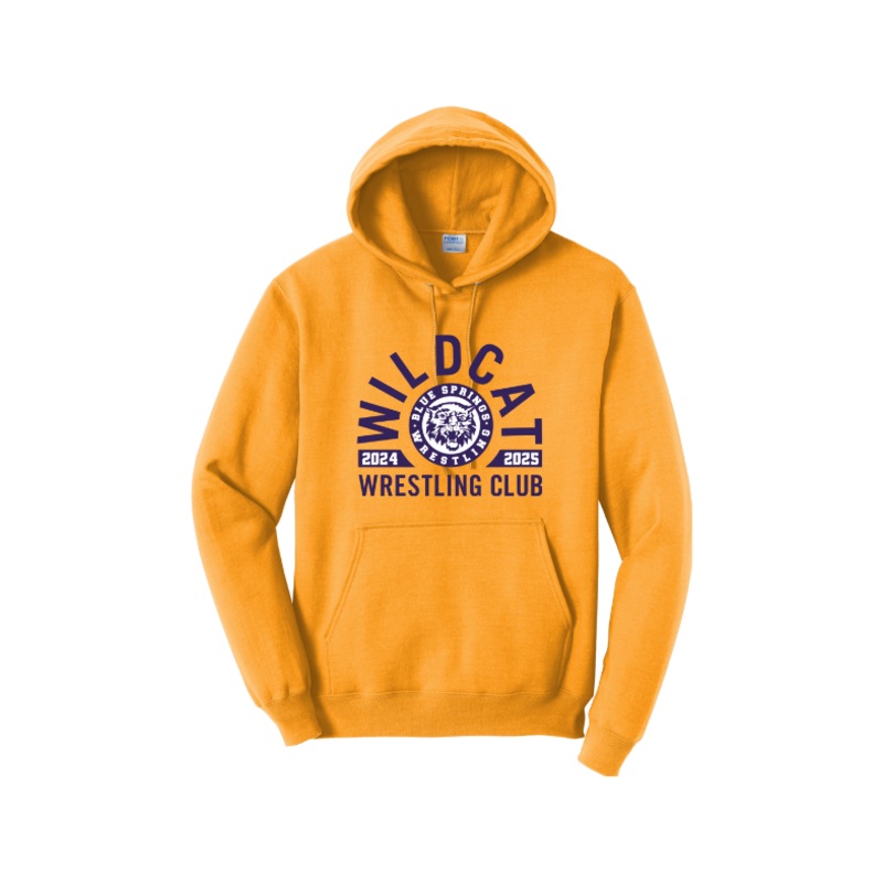 Wildcat Wrestling Club Port & Company – Core Fleece Pullover Hooded Sweatshirt. PC78H