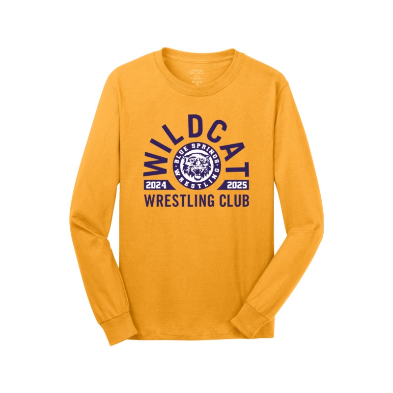 Wildcat Wrestling Club Port & Company – Long Sleeve Core Cotton Tee. PC54LS