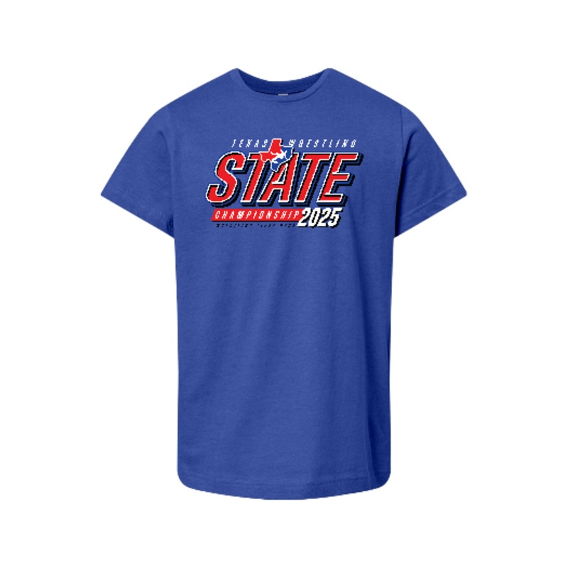 Texas USA State Wrestling Tournament 2025 LAT Youth Fine Jersey Tee – 6101 YXS – YL