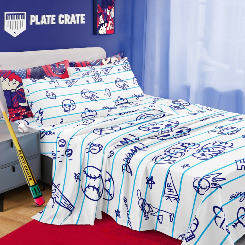 Baseball Doodle Bed Sheets|Twin|Full