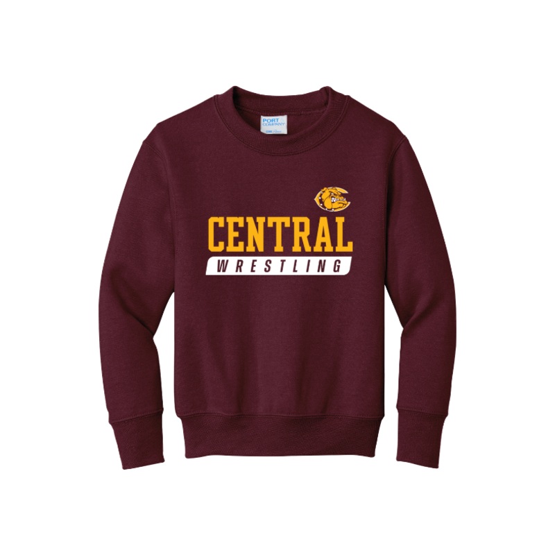 West Allis Central Wrestling Port & Company – Youth Core Fleece Crewneck Sweatshirt. PC90Y