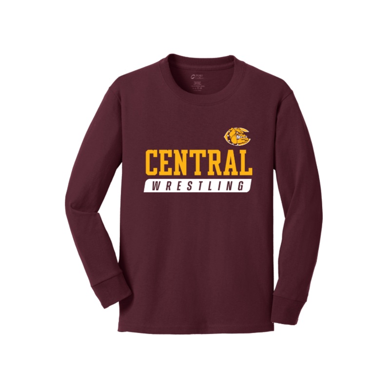 West Allis Central Wrestling Port & Company Youth Long Sleeve Core Cotton Tee. PC54YLS