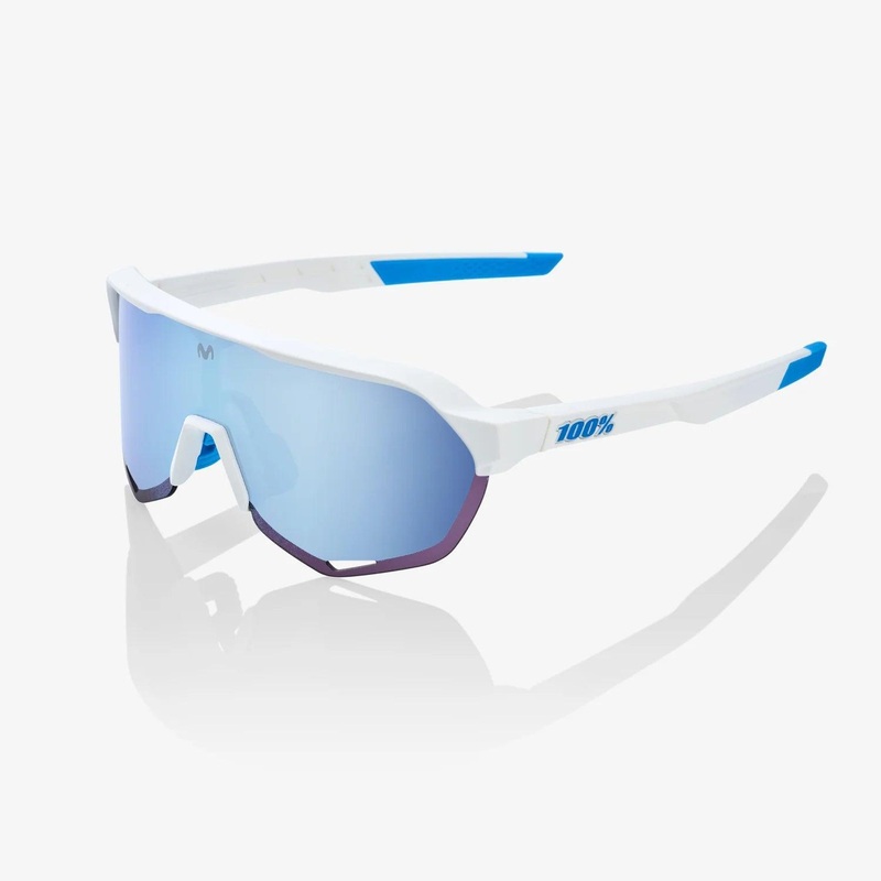 100 Percent Sunglasses – S2 – SE Movistar Team White – HiPER Blue Multilayer Mirror Lens