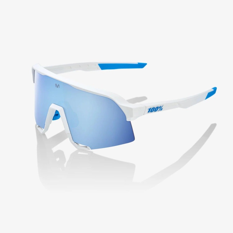 100 Percent Sunglasses – S3 – SE Movistar Team White – HiPER Blue Multilayer Mirror Lens