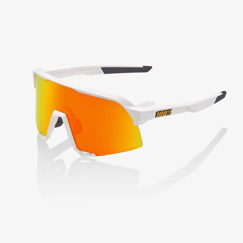 100 Percent Sunglasses – S3 – Soft Tact White – HiPER Red Multilayer Mirror Lens