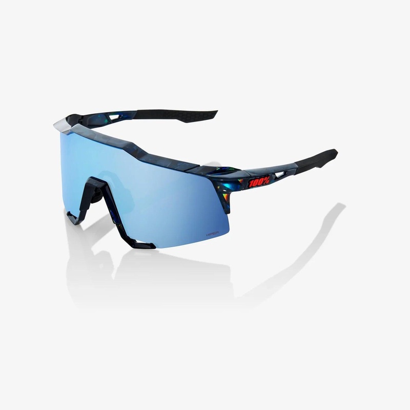 100 Percent Sunglasses – SPEEDCRAFT – Black Holographic – HiPER Blue Multilayer Mirror Lens
