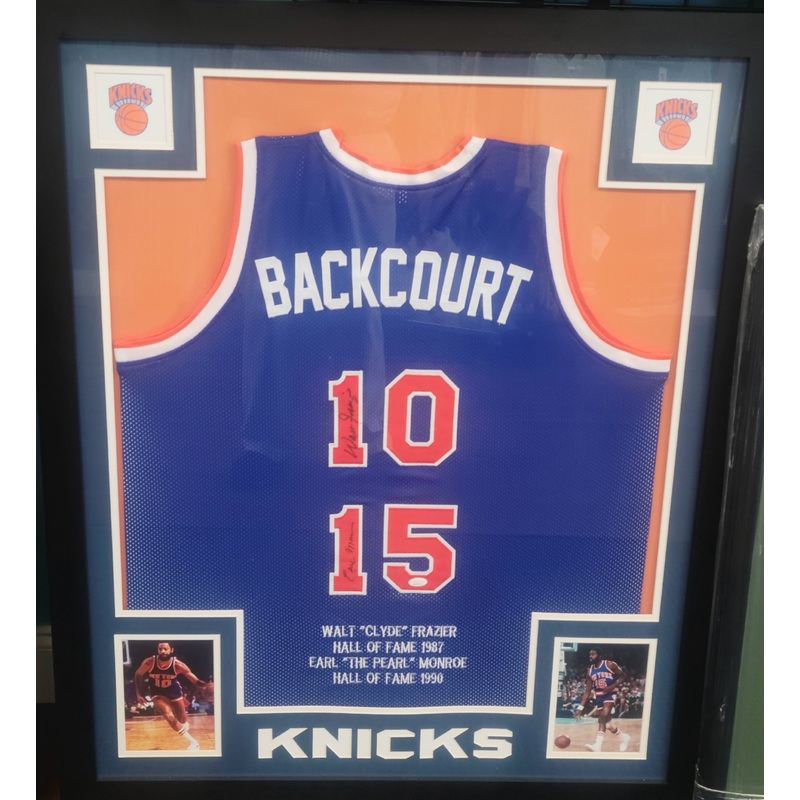 SIGNED NY KNICKS BACKCOURT JERSEY – FRAZIER AND MONROE JSA CERTIFIED