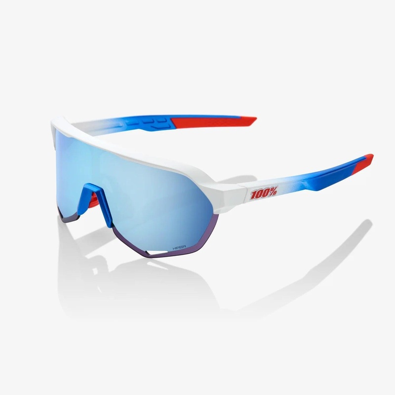 100 Percent Sunglasses – S2 – TotalEnergies Team Matte White / Metallic Blue – HiPER Blue Multilayer Mirror Lens