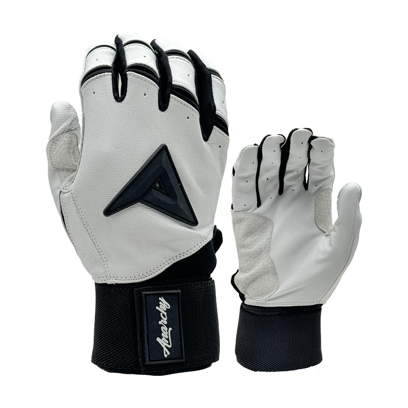 Anarchy Grindstone Long Cuff Batting Glove – White/Black
