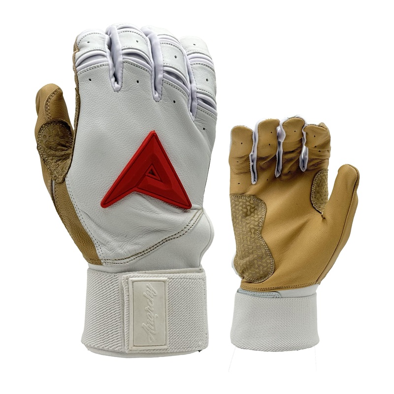 Anarchy Grindstone Long Cuff Batting Glove – White/Tan/Red