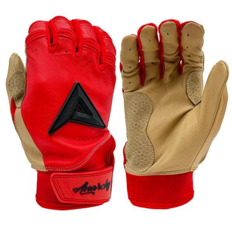 Anarchy Grindstone Short Cuff Batting Glove – Red/Tan/Black