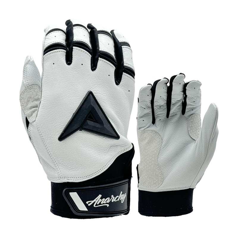 Anarchy Grindstone Short Cuff Batting Glove – White/Black