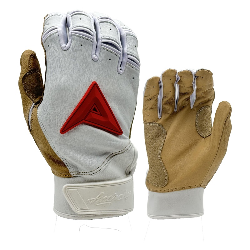 Anarchy Grindstone Short Cuff Batting Glove – White/Tan/Red