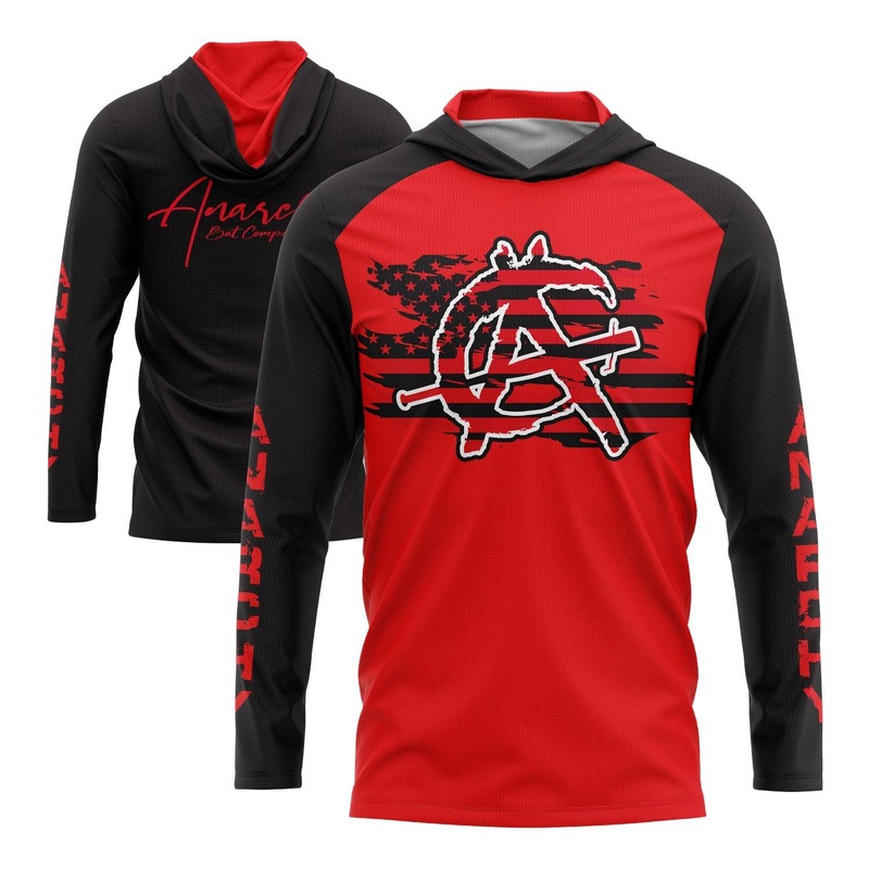 Anarchy Hooded Long Sleeve Tee – Black/Red