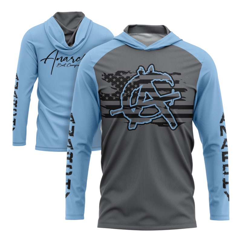 Anarchy Hooded Long Sleeve Tee – Carolina/Charcoal