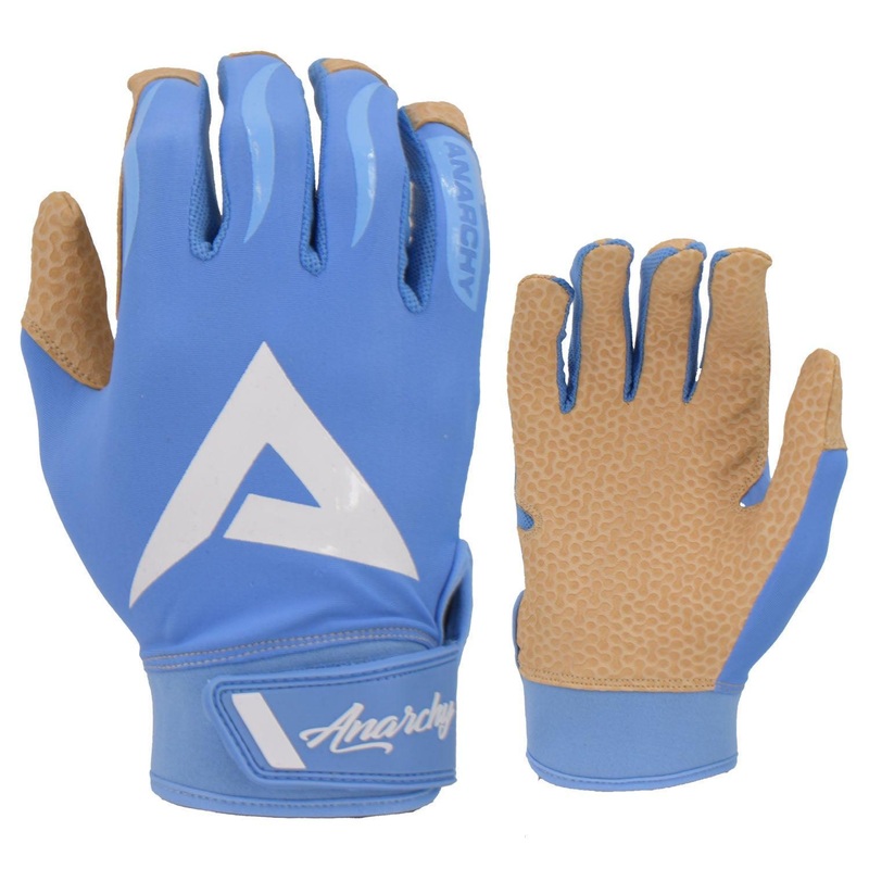 Anarchy Pro Grip Batting Gloves – Carolina/Tan/White
