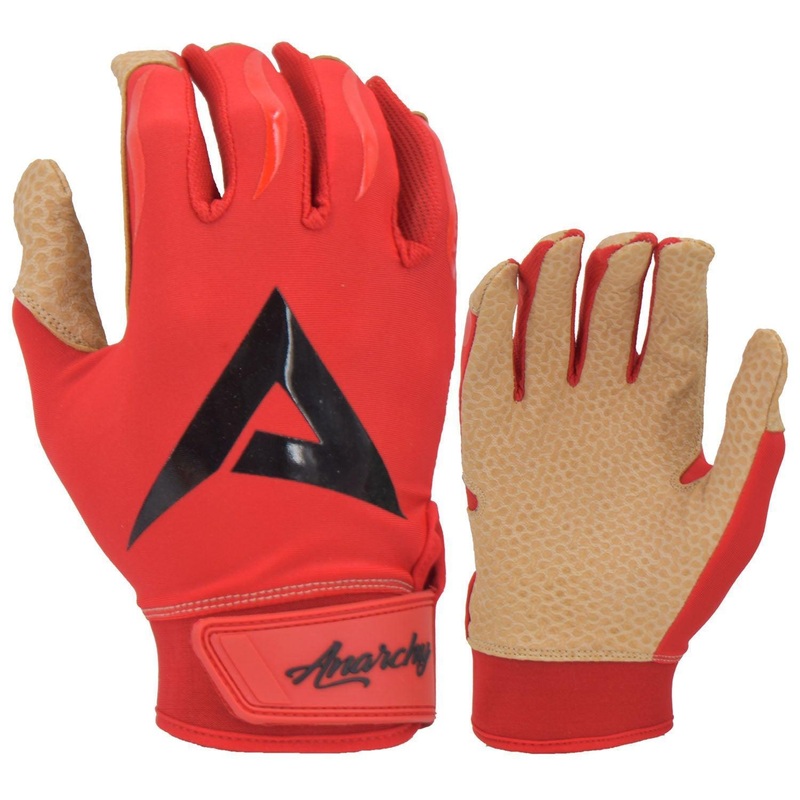 Anarchy Pro Grip Batting Gloves – Red/Tan/Black