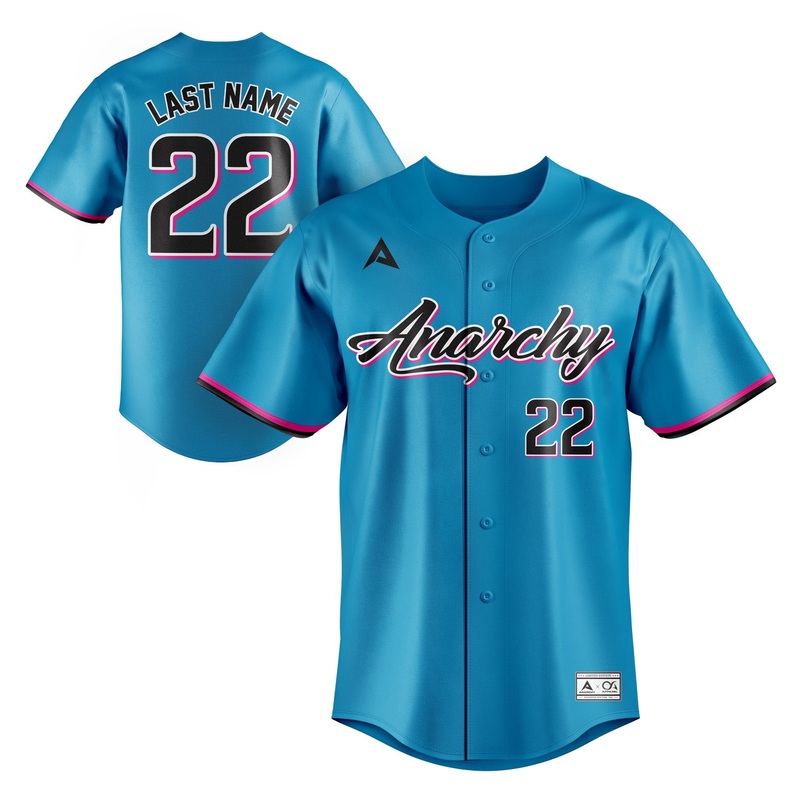 Anarchy Short Sleeve Full Button Jersey (Customized Buy-In) – Blue