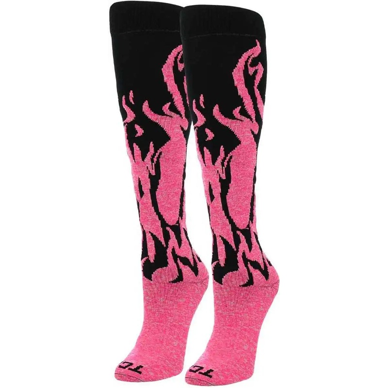 TCK Krazisox Flame Knee High Socks – Black Hot Pink