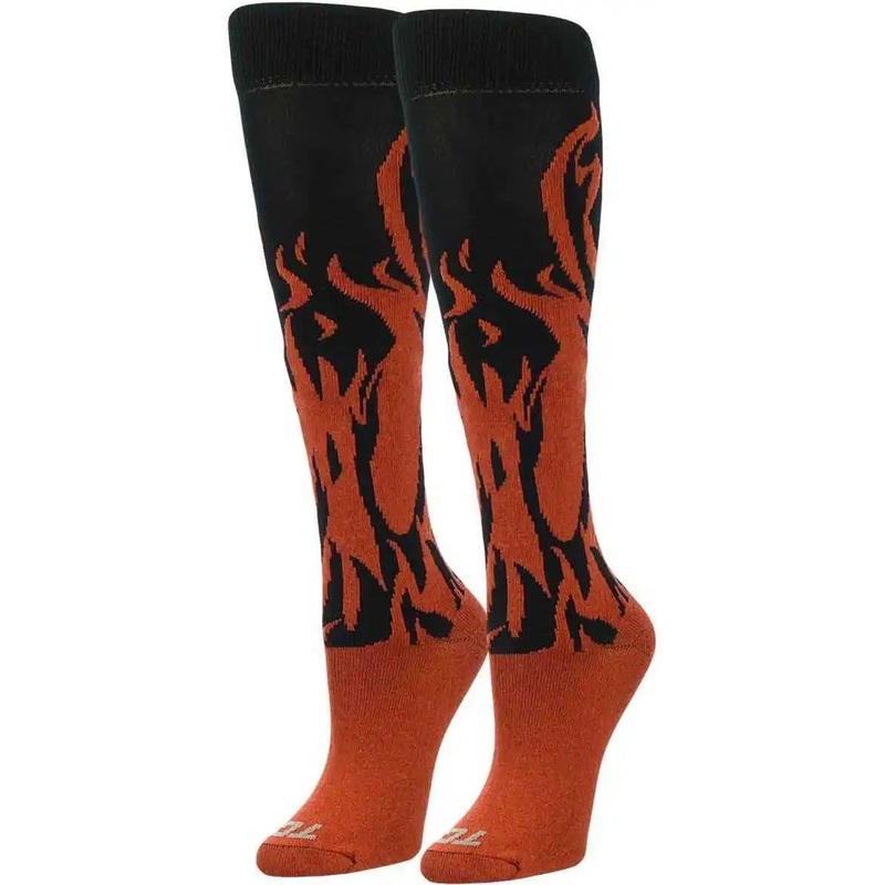 TCK Krazisox Flame Knee High Socks – Black Scarlet