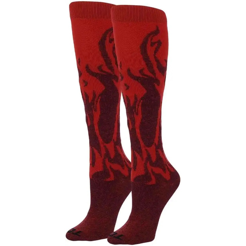 TCK Krazisox Flame Knee High Socks – Scarlet Black