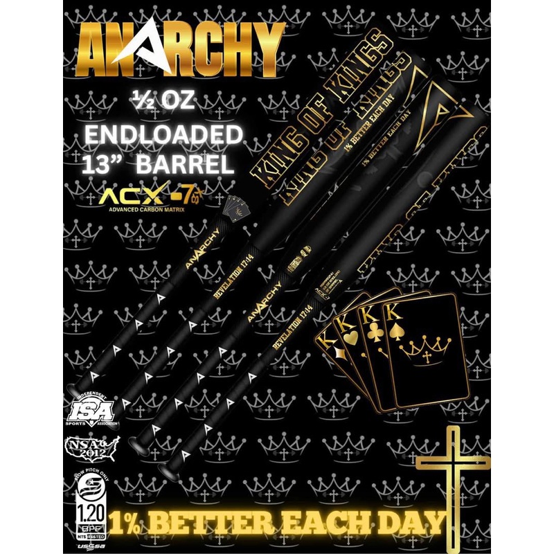 2025 Anarchy King of Kings Black Edition End Load USSSA Slowpitch Softball Bat ASPKING25U (No Warranty)