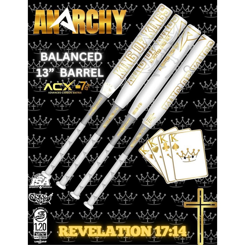2025 Anarchy King of Kings White Edition Balanced USSSA Slowpitch Softball Bat ASPKINGWH25U (No Warranty)