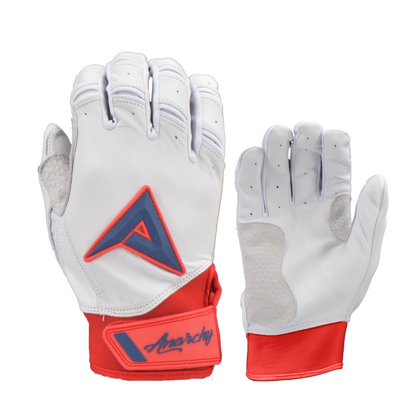 Anarchy Grindstone Short Cuff Batting Glove – Whiteout – Red/Navy
