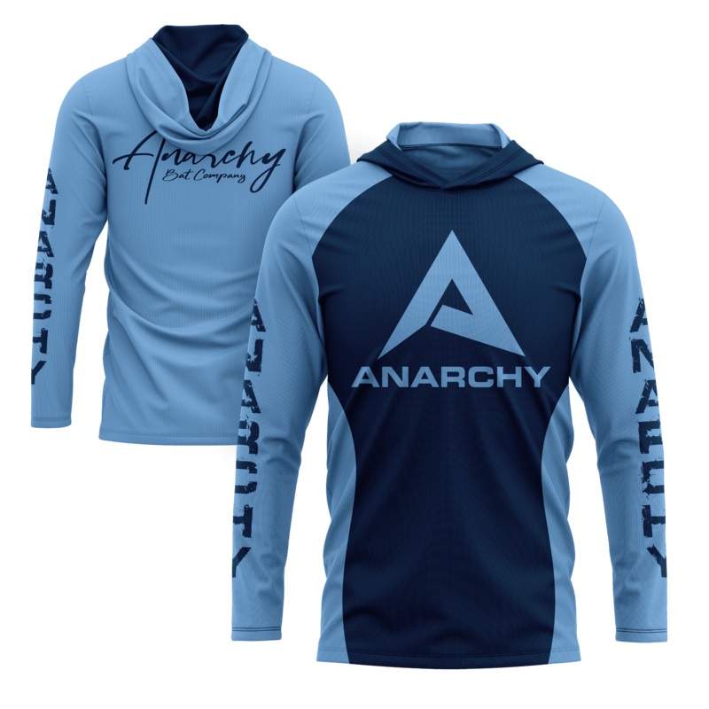 Anarchy Hooded Long Sleeve Tee – Carolina/Navy
