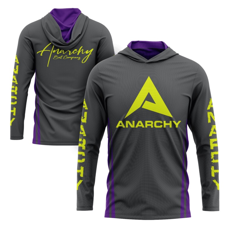 Anarchy Hooded Long Sleeve Tee – Charcoal/Purple/Volt