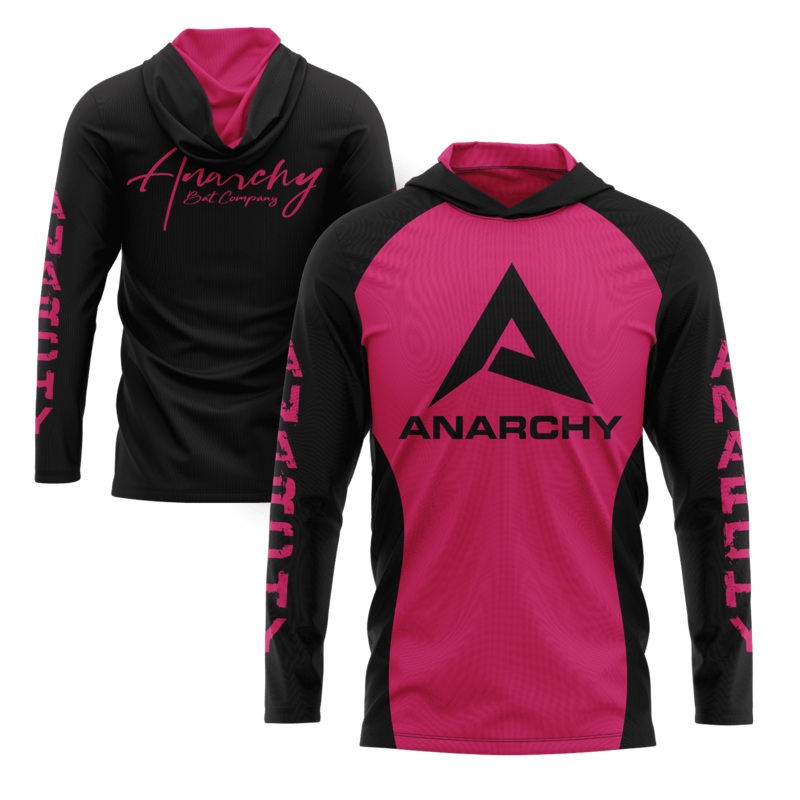 Anarchy Hooded Long Sleeve Tee – Hot Pink/Black