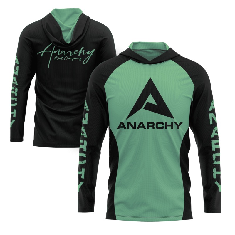 Anarchy Hooded Long Sleeve Tee – Mint/Black