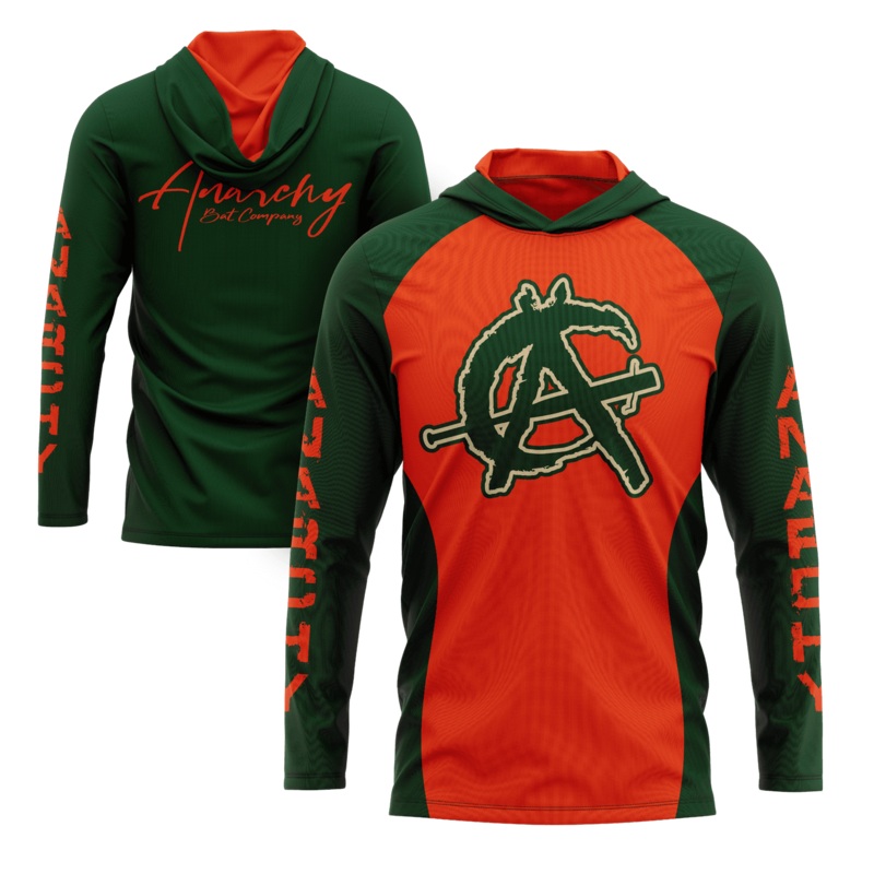Anarchy Hooded Long Sleeve Tee – Orange/Dark Green