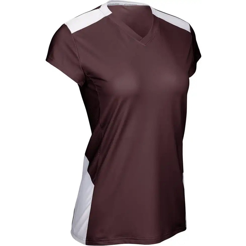 Champro VJ12 Point Cap Sleeve Girls Volleyball Jersey – Maroon White