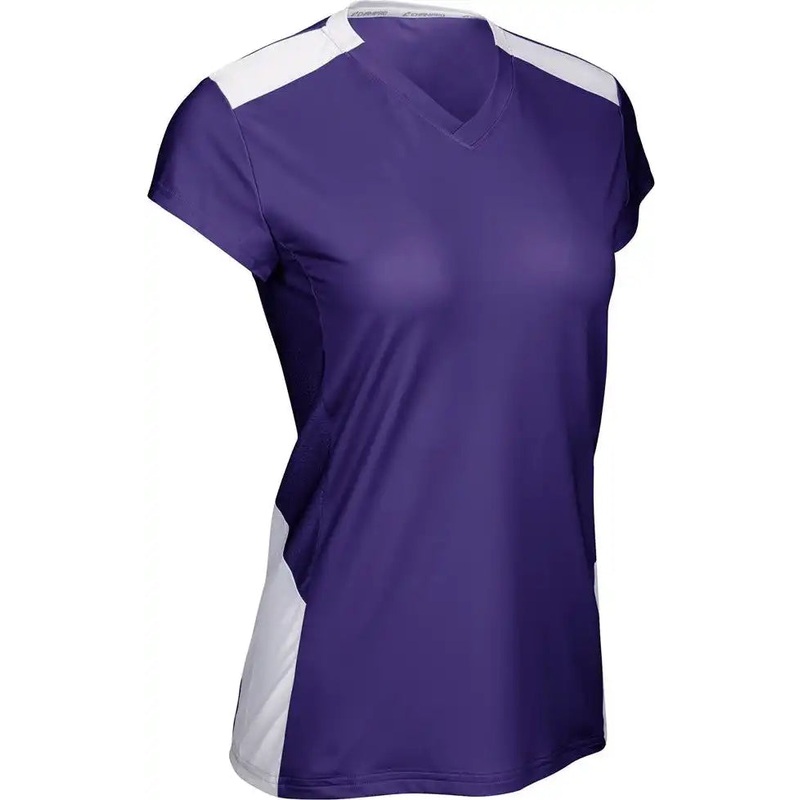 Champro VJ12 Point Cap Sleeve Girls Volleyball Jersey – Purple White