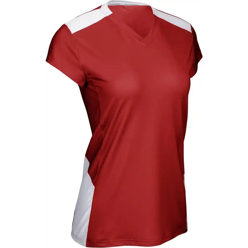 Champro VJ12 Point Cap Sleeve Girls Volleyball Jersey – Scarlet White