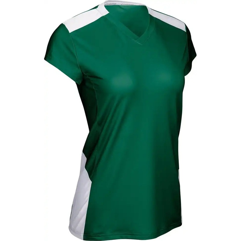 Champro VJ12 Point Cap Sleeve Ladies Volleyball Jersey – Forest White
