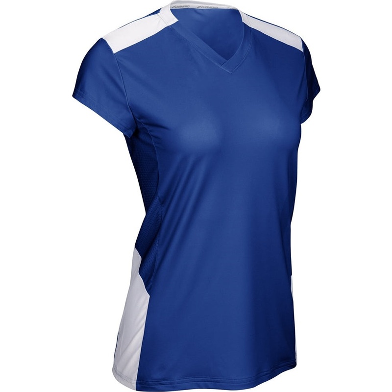 Champro VJ12 Point Cap Sleeve Ladies Volleyball Jersey – Royal White