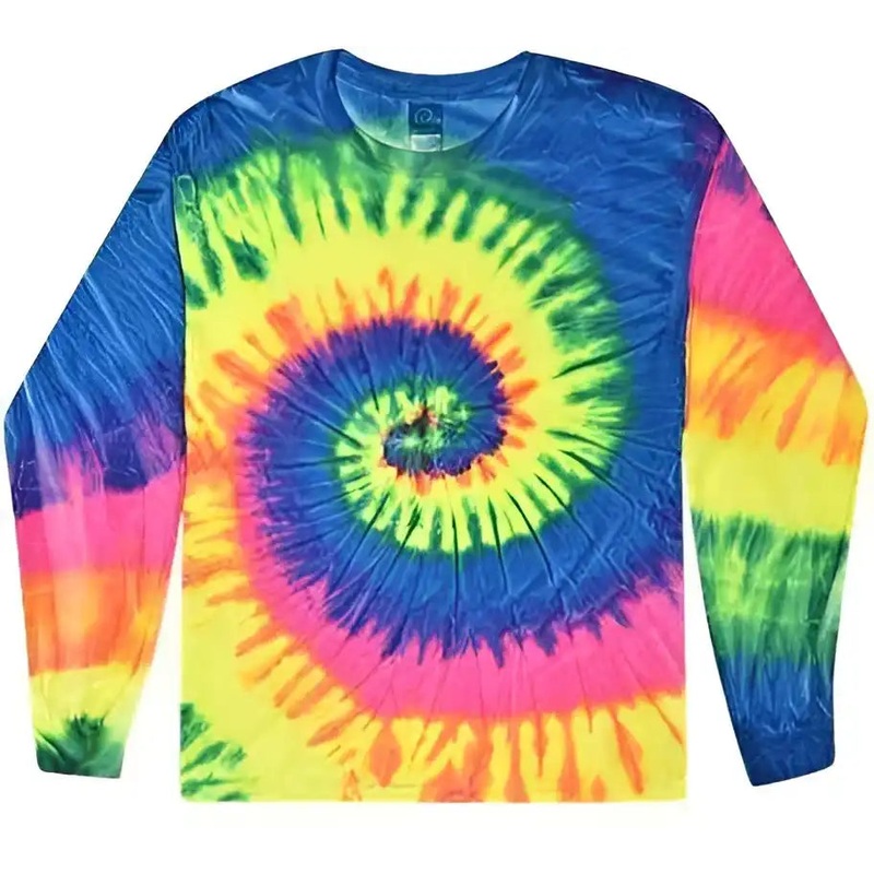 Colortone 2000Y Youth Tie-Dyed Long Sleeve T-Shirt – Neon Rainbow