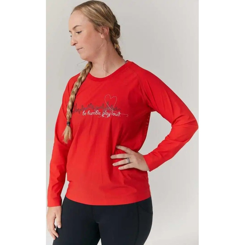 RIT-IT Women’s Long Sleeve Training Top | Be Humble-Play Loud – Red