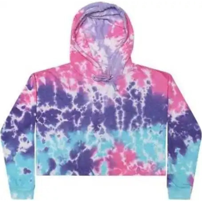 Colortone 8333 Tie-Dyed Crop Hooded Sweatshirt – Cotton Candy