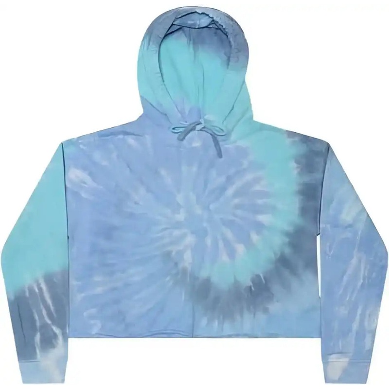 Colortone 8333 Tie-Dyed Crop Hooded Sweatshirt – Lagoon