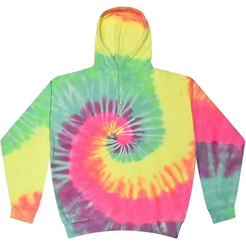 Colortone 8777Y Youth Tie-Dyed Hooded Sweatshirt – Minty Rainbow